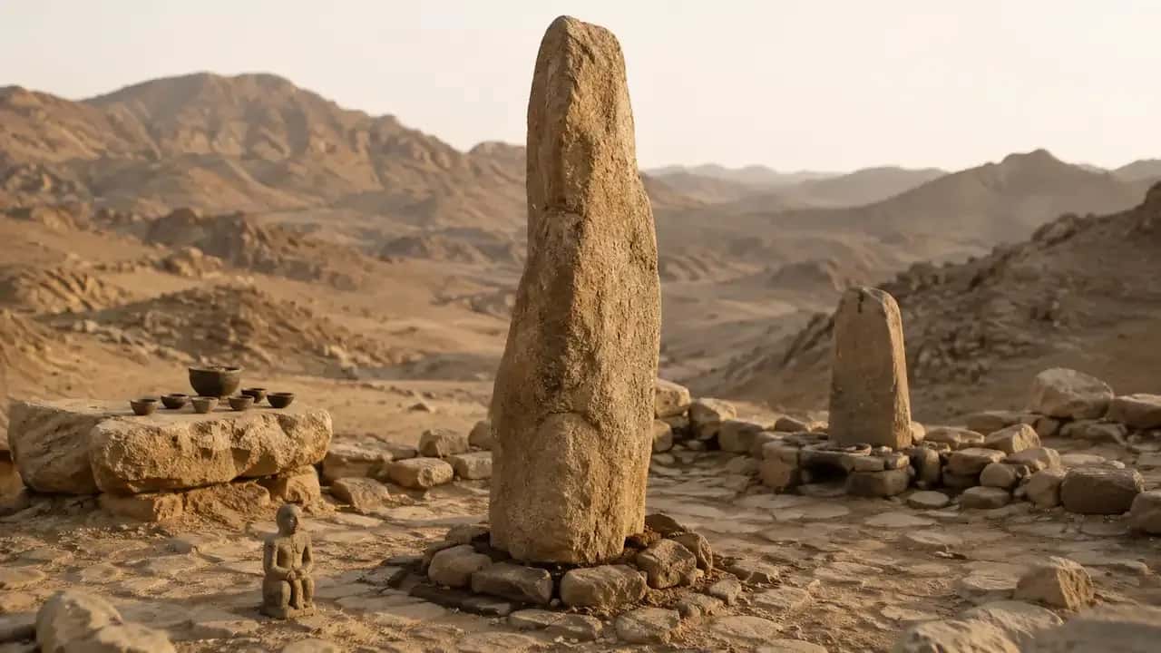بازسازی تاریخی سنگ مقدس بی‌شمایل و اشیای آیینی در عربستان پیش از اسلام